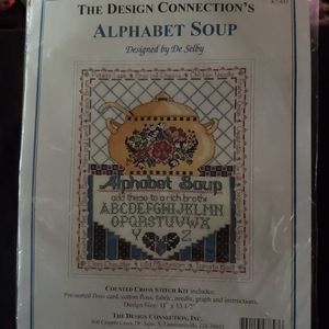 Tea Pot Cross Stitch Kit Alphabet Soup